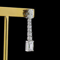 14K White Gold Mixed Shape Hanging Earrings with Oval, Brilliant, and Emerald Cut Lab Diamonds - 4.90 Carats Total Diamond Weight - Covaloro Fine Jewelry