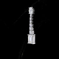14K White Gold Mixed Shape Hanging Earrings with Oval, Round, and Emerald Cut Lab Diamonds - 3.10 Carats Total Diamond Weight - Covaloro Fine Jewelry