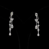 14K White Gold Mixed Shape Hanging Earrings with Pear and Heart Cut Lab Diamonds - 3.45 Carats Total Diamond Weight - Covaloro Fine Jewelry