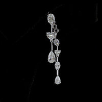 14K White Gold Mixed Shape Hanging Earrings with Pear and Heart Cut Lab Diamonds - 3.45 Carats Total Diamond Weight - Covaloro Fine Jewelry