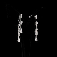 14K White Gold Mixed Shape Hanging Earrings with Pear and Heart Cut Lab Diamonds - 3.45 Carats Total Diamond Weight - Covaloro Fine Jewelry