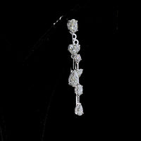 14K White Gold Mixed Shape Hanging Earrings with Pear and Heart Cut Lab Diamonds - 3.45 Carats Total Diamond Weight - Covaloro Fine Jewelry