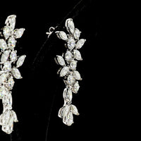 14K White Gold Mixed Shape Hanging Earrings with Pear, Marquise, and Round Lab Diamonds - 8.16 Carats Total Diamond Weight (E-F Color, VS Clarity) - Covaloro Fine Jewelry