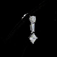 14K White Gold Mixed Shape Hanging Earrings with Princess, Round, and Tapered Baguette Lab Grown Diamonds - 2.95 Carats Total Diamond Weight - Covaloro Fine Jewelry
