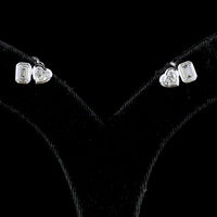 14K White Gold Mixed Shape Lab Diamond Stud Earrings with Bezel Set Emerald Cut and Heart Shape Diamonds - 1.85 Carats Total Diamond Weight - Covaloro Fine Jewelry