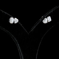 14K White Gold Mixed Shape Lab Diamond Stud Earrings with Bezel Set Emerald Cut and Heart Shape Diamonds - 1.85 Carats Total Diamond Weight - Covaloro Fine Jewelry