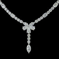 14K White Gold Mixed Shape Lariat Necklace with Marquise and Brilliant Cut Lab Diamonds - 13.91 Carat Total Diamond Weight - Covaloro Fine Jewelry