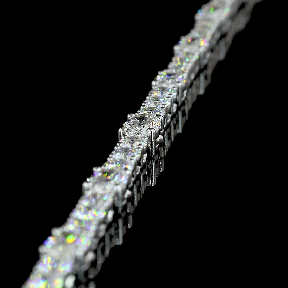 14K White Gold Mixed Shape Lariat Necklace with Marquise and Brilliant Cut Lab Diamonds - 13.91 Carat Total Diamond Weight - Covaloro Fine Jewelry