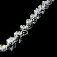 14K White Gold Mixed Shape Lariat Necklace with Pear Heart Emerald and Oval Lab Diamonds - 18.91 Carat Total Weight - Covaloro Fine Jewelry