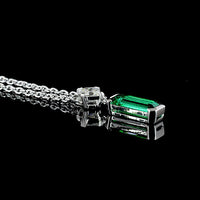 14K White Gold Mixed Shape Pendant with 1.26 Carat Lab-Grown Emerald Cut Emerald and 0.30 Carat Asscher Cut Diamond - 1.56 Carat Total Gem Weight - Covaloro Fine Jewelry