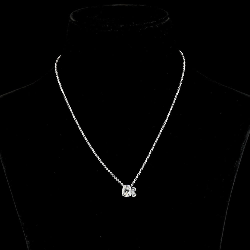 14K White Gold Mixed Shape Pendant with 1.90 Carat Cushion Cut Lab Diamond and Accent Pear & Round Lab Diamonds - 2.18 Carat Total Weight - Covaloro Fine Jewelry