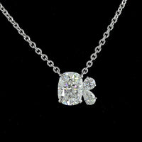 14K White Gold Mixed Shape Pendant with 1.90 Carat Cushion Cut Lab Diamond and Accent Pear & Round Lab Diamonds - 2.18 Carat Total Weight - Covaloro Fine Jewelry