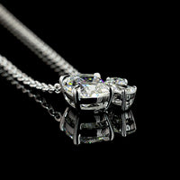 14K White Gold Mixed Shape Pendant with 1.90 Carat Cushion Cut Lab Diamond and Accent Pear & Round Lab Diamonds - 2.18 Carat Total Weight - Covaloro Fine Jewelry