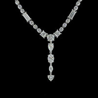 14K White Gold Mixed Shape Special Necklace with Heart, Round, and Baguette Lab Diamonds - 8.87 Carat Total Weight - Covaloro Fine Jewelry