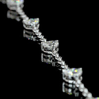 14K White Gold Mixed Shape Special Necklace with Heart, Round, and Baguette Lab Diamonds - 8.87 Carat Total Weight - Covaloro Fine Jewelry