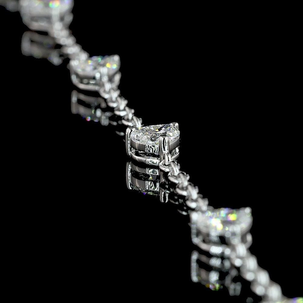 14K White Gold Mixed Shape Special Necklace with Heart, Round, and Baguette Lab Diamonds - 8.87 Carat Total Weight - Covaloro Fine Jewelry