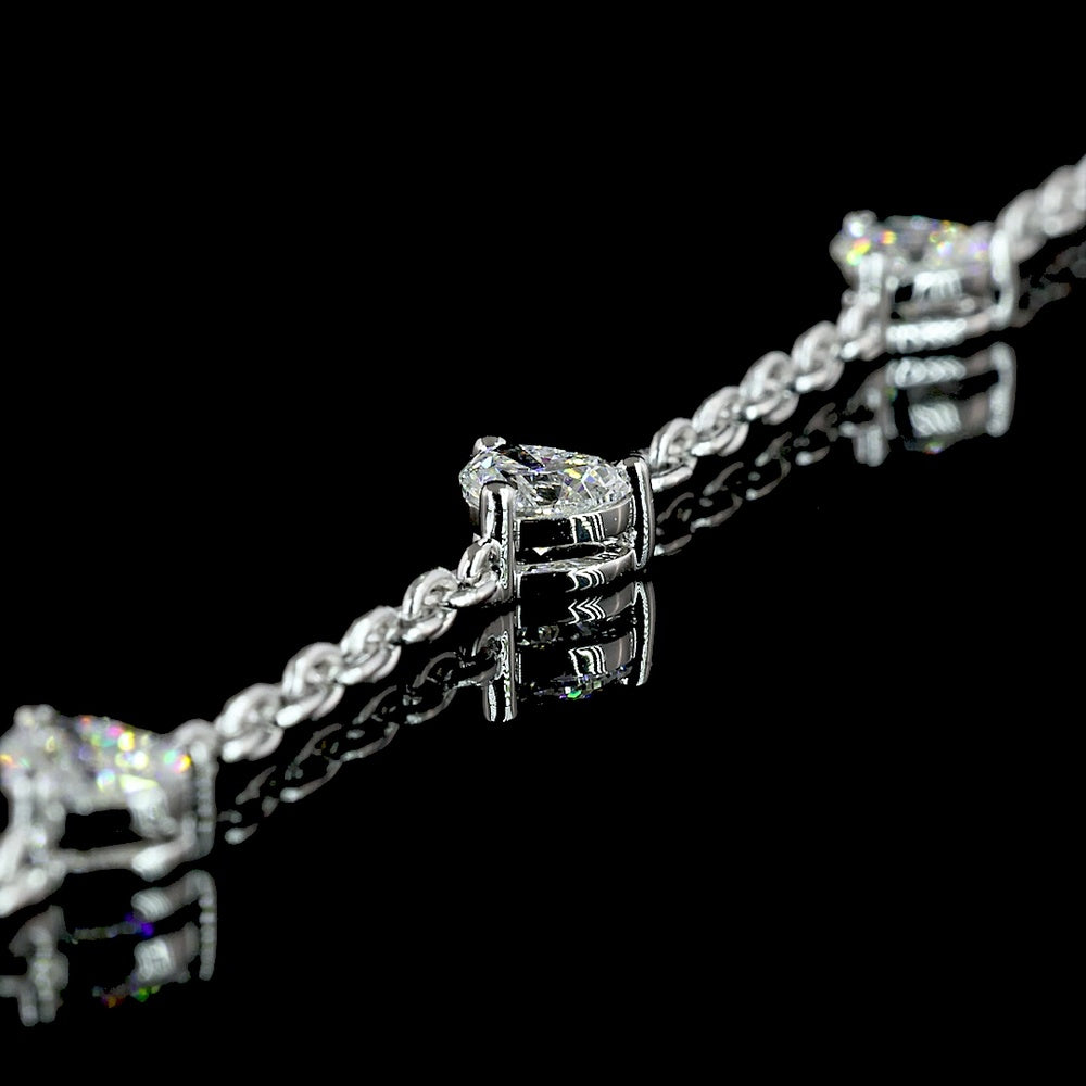14K White Gold Mixed Shape Special Necklace with Heart, Round, and Baguette Lab Diamonds - 8.87 Carat Total Weight - Covaloro Fine Jewelry