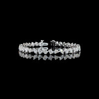 14K White Gold Mixed Shape Station Bracelet with 36 Lab Diamonds in Emerald, Oval, Pear, and Heart Cuts - 7.38 Carats Total Diamond Weight - Covaloro Fine Jewelry