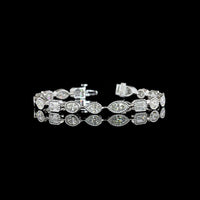 14K White Gold Mixed Shape Station Bracelet with Bezel Set Emerald, Marquise, Oval & Pear Lab Diamonds - 9.54 Carat Total Weight - Covaloro Fine Jewelry