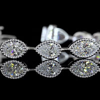 14K White Gold Mixed Shape Station Bracelet with Bezel Set Emerald, Marquise, Oval & Pear Lab Diamonds - 9.54 Carat Total Weight - Covaloro Fine Jewelry
