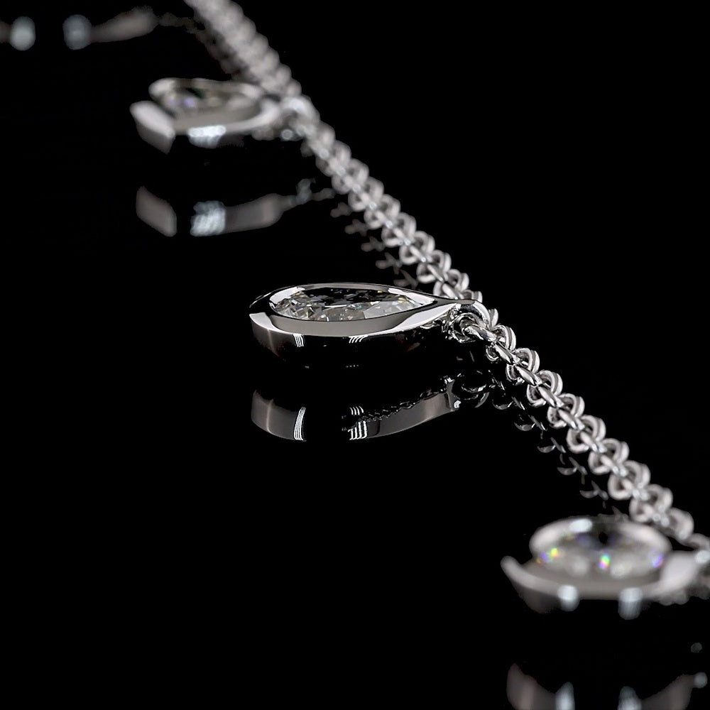 14K White Gold Mixed Shape Station Bracelet with Bezel-Set Lab Diamonds - 2.25 Carat Total Weight - Covaloro Fine Jewelry