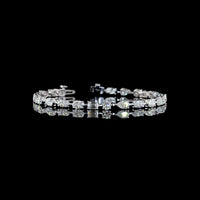 14K White Gold Mixed Shape Station Bracelet with Emerald, Pear, Oval, and Round Cut Natural Diamonds - 7.20 Carats Total Diamond Weight - Covaloro Fine Jewelry