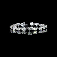 14K White Gold Mixed Shape Station Bracelet with Heart, Oval, and Radiant Cut Lab Diamonds - 14.36 Carat Total Diamond Weight - Covaloro Fine Jewelry