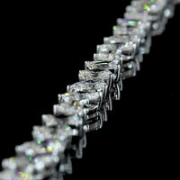14K White Gold Mixed Shape Station Bracelet with Inclined Prong-Set Emerald, Oval, Pear, and Heart Lab Diamonds - 7.51 Carats Total Diamond Weight - Covaloro Fine Jewelry