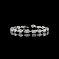 14K White Gold Mixed Shape Station Bracelet with Marquise, Pear, and Radiant Lab Diamonds - 9.02 Carats Total Diamond Weight - Covaloro Fine Jewelry