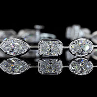 14K White Gold Mixed Shape Station Bracelet with Marquise, Pear, and Radiant Lab Diamonds - 9.02 Carats Total Diamond Weight - Covaloro Fine Jewelry