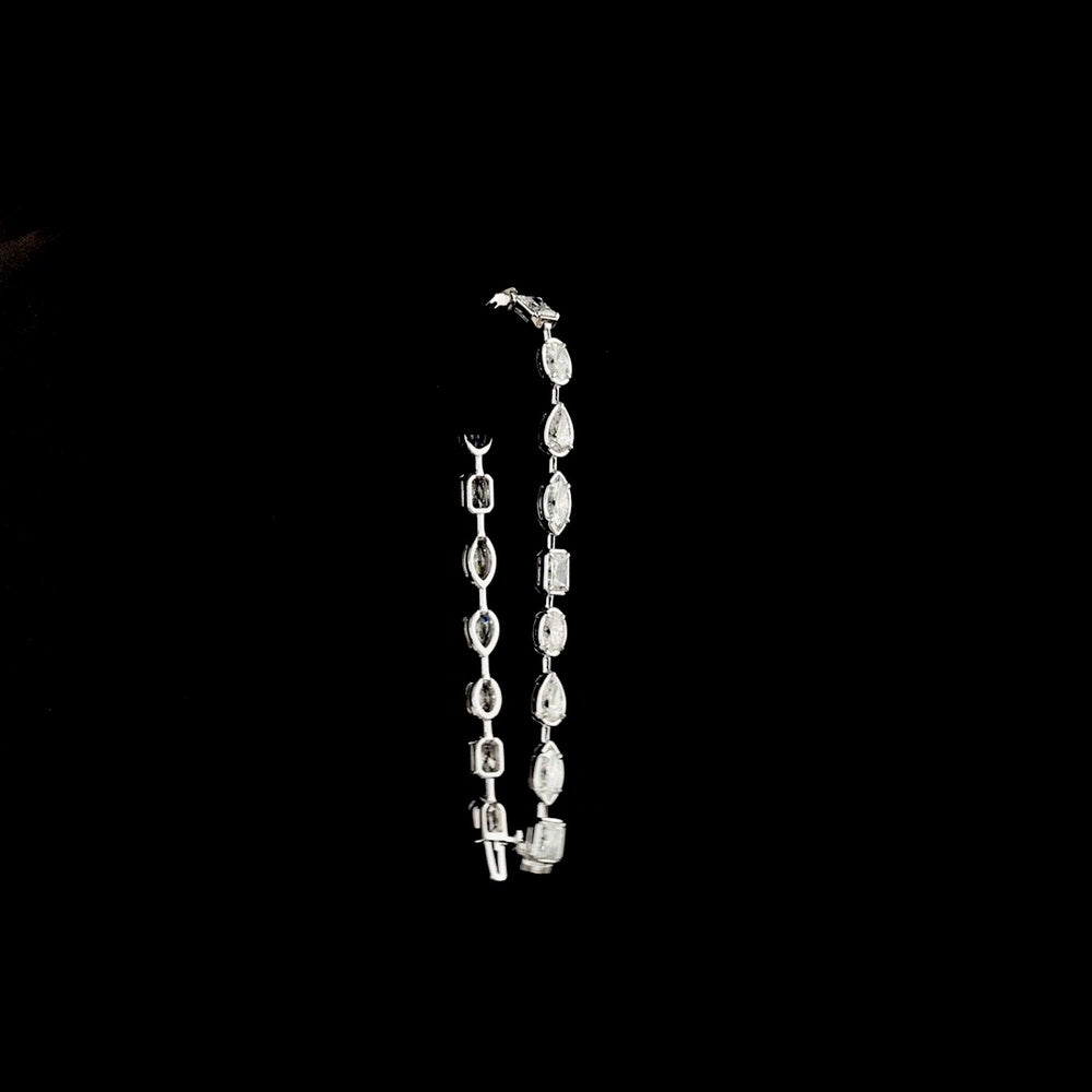 14K White Gold Mixed Shape Station Bracelet with Marquise, Pear, and Radiant Lab Diamonds - 9.02 Carats Total Diamond Weight - Covaloro Fine Jewelry