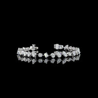 14K White Gold Mixed Shape Station Bracelet with Oval, Pear, Marquise, and Emerald Cut Lab Diamonds - 5.81 Carat Total Weight - Covaloro Fine Jewelry