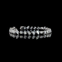 14K White Gold Mixed Shape Station Bracelet with Oval, Pear, Marquise, and Emerald Cut Lab Diamonds - 6.19 Carats Total Diamond Weight - Covaloro Fine Jewelry