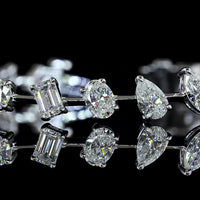 14K White Gold Mixed Shape Station Bracelet with Oval, Pear, Marquise, and Emerald Cut Lab Diamonds - 6.19 Carats Total Diamond Weight - Covaloro Fine Jewelry