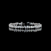 14K White Gold Mixed Shape Station Bracelet with Oval, Pear, Marquise, and Heart Cut Lab Diamonds - 6.84 Carats Total Diamond Weight - Covaloro Fine Jewelry
