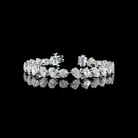 14K White Gold Mixed Shape Station Bracelet with Oval, Pear, Round Brilliant, and Emerald Cut Lab Diamonds - 16.44 Carats Total Diamond Weight - Covaloro Fine Jewelry