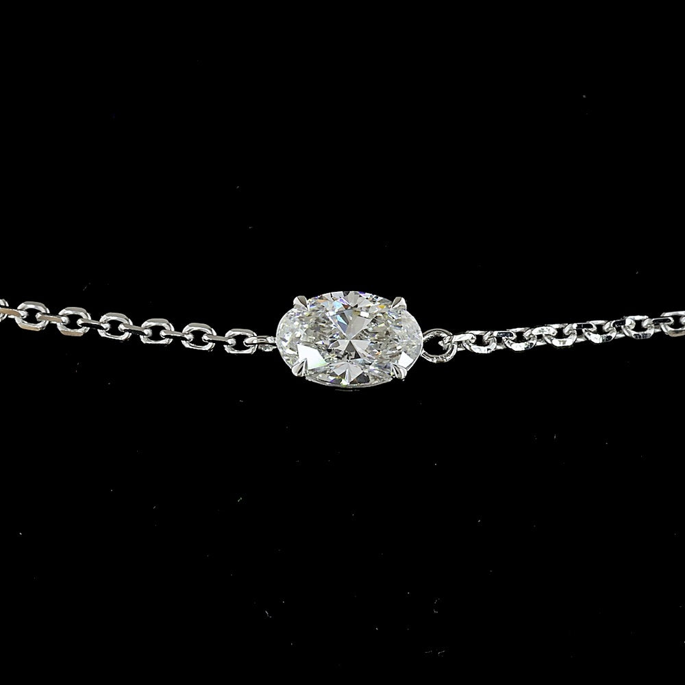 14K White Gold Mixed Shape Station Bracelet with Pear, Emerald, and Round Lab Diamonds - 2.98 Carats Total Diamond Weight - Covaloro Fine Jewelry