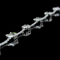 14K White Gold Mixed Shape Station Bracelet with Pear, Emerald, and Round Lab Diamonds - 2.98 Carats Total Diamond Weight - Covaloro Fine Jewelry