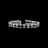 14K White Gold Mixed Shape Station Bracelet with Radiant, Oval, and Pear Lab Diamonds - 6.21 Carats Total Diamond Weight - Covaloro Fine Jewelry
