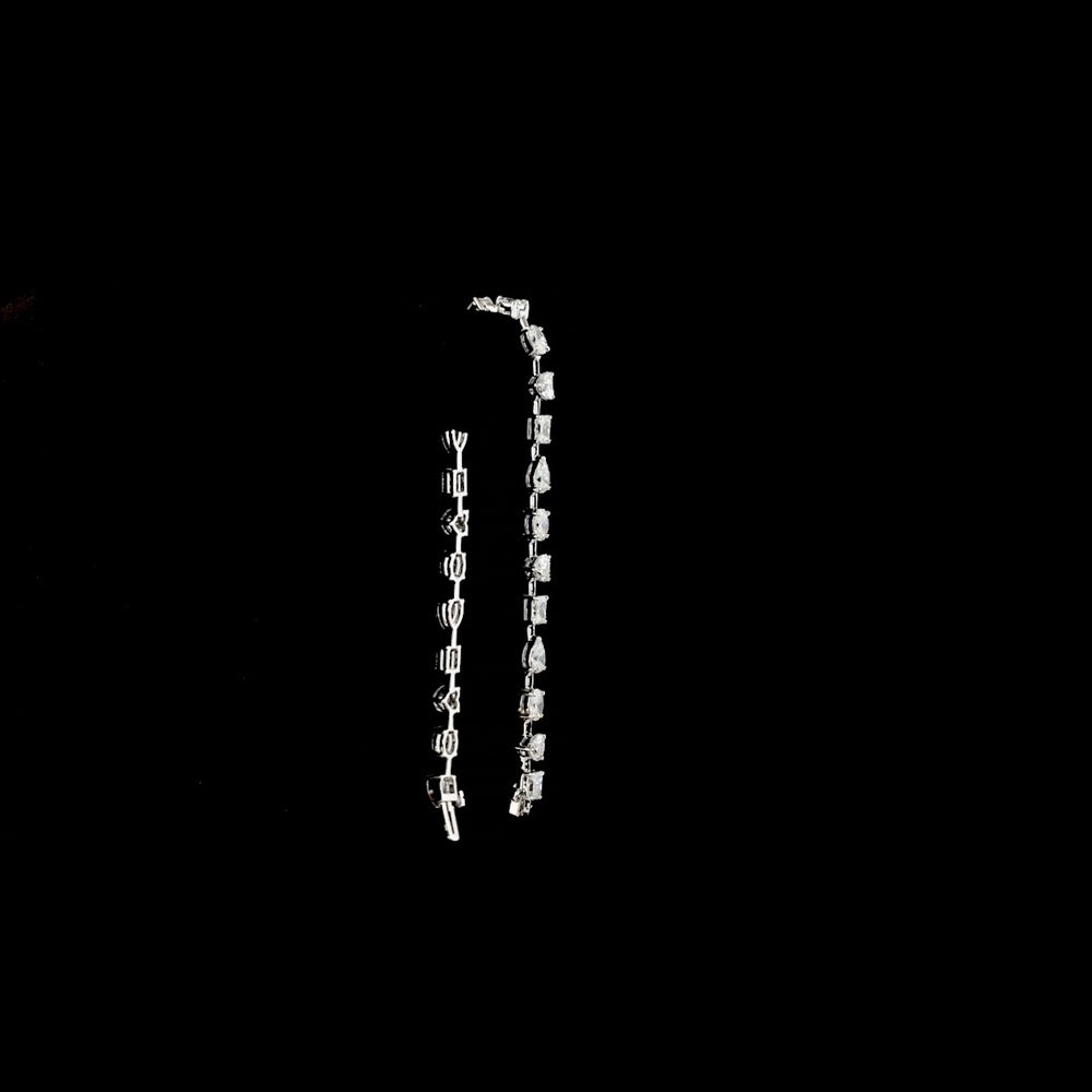 14K White Gold Mixed Shape Station Bracelet with Radiant, Oval, and Pear Lab Diamonds - 6.21 Carats Total Diamond Weight - Covaloro Fine Jewelry