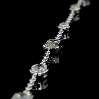 14K White Gold Mixed Shape Station Necklace with Bezel Set Lab Grown Emerald, Oval, and Marquise Diamonds - 6.03 Carat Total Weight - Covaloro Fine Jewelry