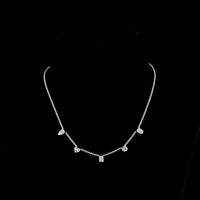 14K White Gold Mixed Shape Station Necklace with Emerald, Heart, and Round Lab Grown Diamonds - 2.6 Carat Total Diamond Weight - Covaloro Fine Jewelry