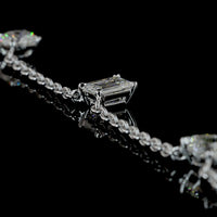 14K White Gold Mixed Shape Station Necklace with Emerald, Heart, and Round Lab Grown Diamonds - 2.6 Carat Total Diamond Weight - Covaloro Fine Jewelry