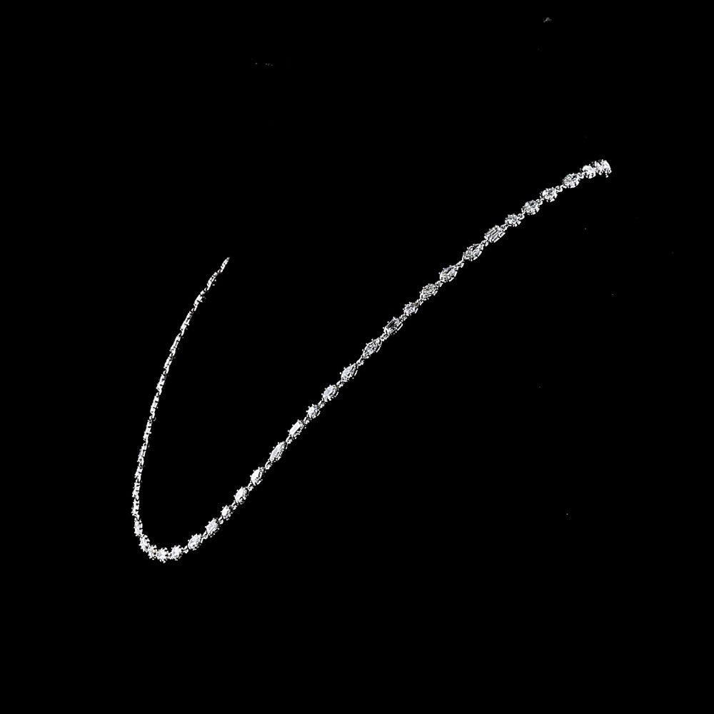 14K White Gold Mixed Shape Station Necklace with Emerald, Marquise, Pear, and Oval Cut Lab Diamonds - 9.64 Carats Total Diamond Weight - Covaloro Fine Jewelry