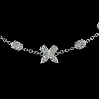 14K White Gold Mixed Shape Station Necklace with Oval and Pear Lab Diamonds - 5.13 Carat Total Weight - Covaloro Fine Jewelry