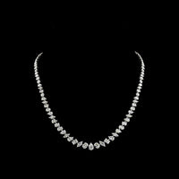 14K White Gold Mixed Shape Station Necklace with Pear, Oval & Radiant Lab Diamonds - 15.56 Carats Total Diamond Weight - Covaloro Fine Jewelry