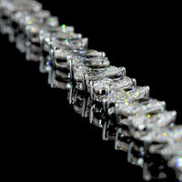 14K White Gold Mixed Shape Station Necklace with Pear, Oval & Radiant Lab Diamonds - 15.56 Carats Total Diamond Weight - Covaloro Fine Jewelry