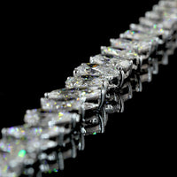 14K White Gold Mixed Shape Station Necklace with Pear, Oval & Radiant Lab Diamonds - 15.56 Carats Total Diamond Weight - Covaloro Fine Jewelry