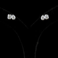 14K White Gold Mixed Shape Stud Earrings with Bezel Set Radiant and Pear Lab Diamonds - 1.72 Carat Total Weight - Covaloro Fine Jewelry