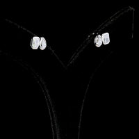 14K White Gold Mixed Shape Stud Earrings with Bezel Set Radiant and Pear Lab Diamonds - 1.72 Carat Total Weight - Covaloro Fine Jewelry